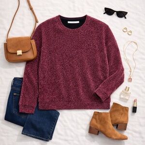 NWOT Metallic Raspberry Pink Lurex Shimmer Pullover Sweatshirt (Fits S/M)